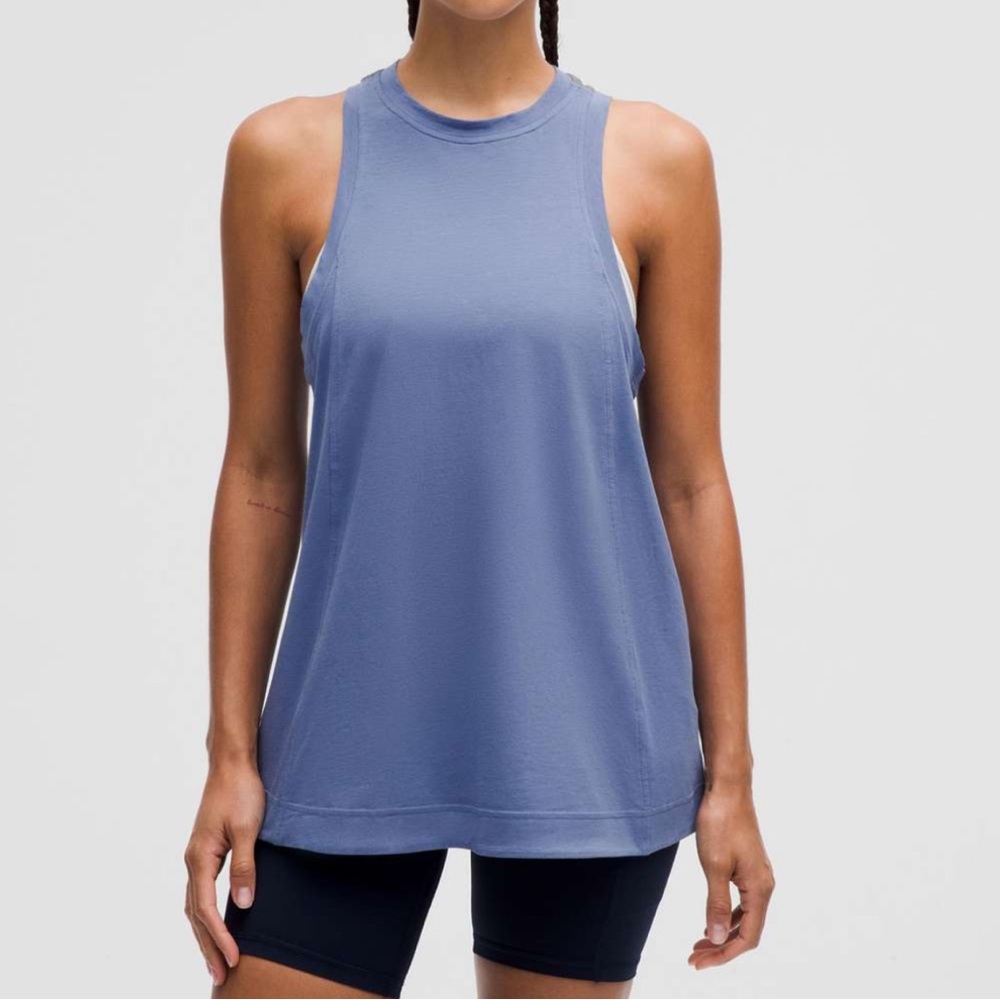 Lululemon Long Cotton Crewneck Tank Top size XS in water drop